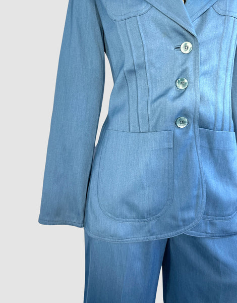 SUIT UP 70s Monochromatic Jacket and Pants Blue Suit • Small