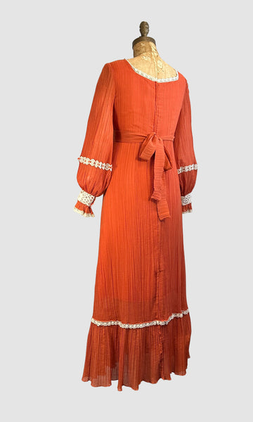 LORRIE DEB Vintage 70s Dress w/ Bishop Sleeves • Medium