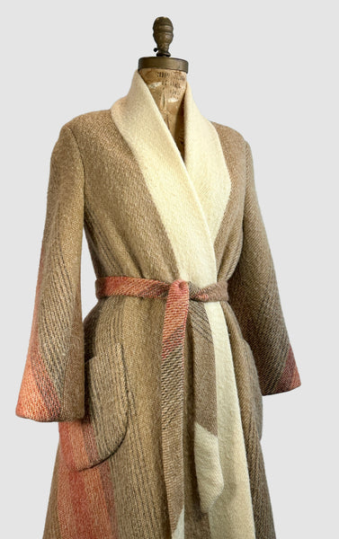 EARTH TONES Vera Maxwell Vintage 70s Chevron Coat • Small Medium