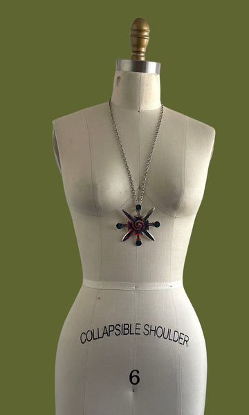 MIGUEL MELENDEZ Aztec 70s 1970s Silver and Lapis Necklace