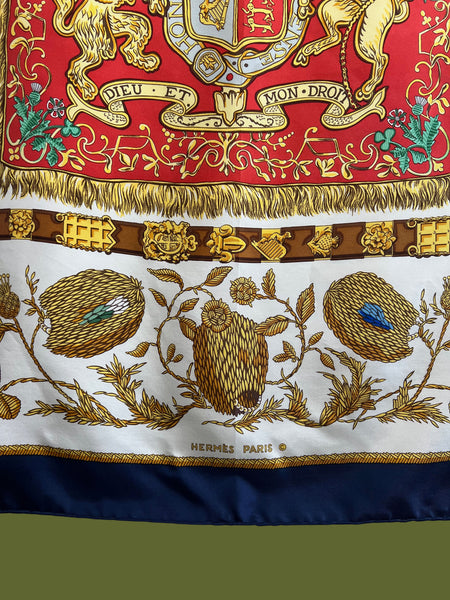 HERMES PARIS SCARF Vintage 1977 The Queen's Silver Jubilee Silk Scarf