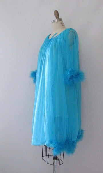 DREAM ON 60s Sheer Peignoir Set, Nightgown & Bed Jacket, Size Medium