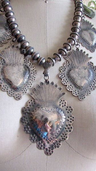 FEDERICO JIMENEZ Sacred Heart Mexican Silver Necklace