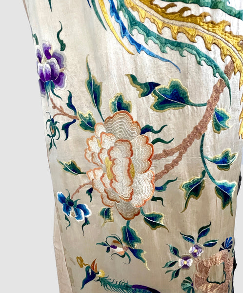 FINE CHINA Antique 19th Century Silk and Metallic Embroidered Tapestry
