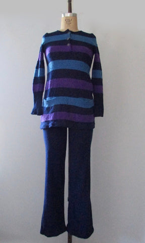 ROSALIND YEHUDA 60s Mod Knit Top & Pant Set, Small