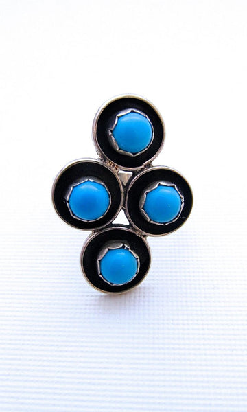 LOTTY DOTTY Sterling and Turquoise Bead Ring, Sz 7 1/2