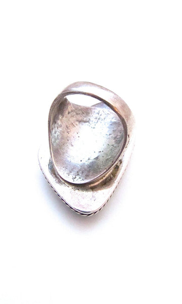 SUPER SIZE ME 1970s Large Statement Navajo Silver and Turquoise Ring, Sz 10 1/2