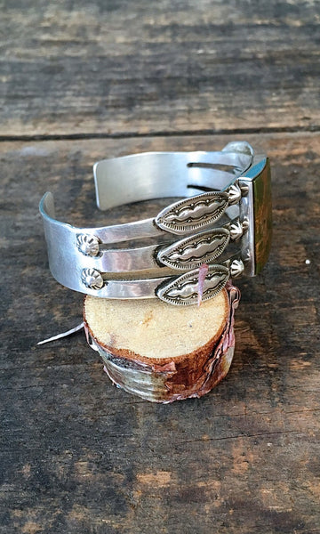RAY ADAKAI Vintage Silver & Green Turquoise Cuff
