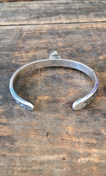 SMALL N STURDY Vintage Silver and Green Turquoise Cuff