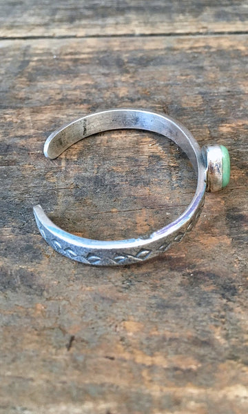 SMALL N STURDY Vintage Silver and Green Turquoise Cuff