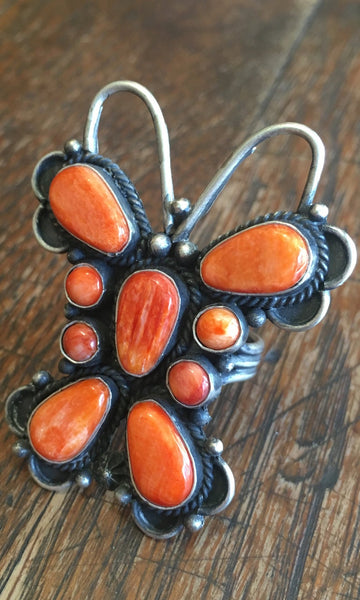SOCIAL BUTTERFLY Tyler Brown Spiny Oyster & Silver Ring, Sz 9 1/4