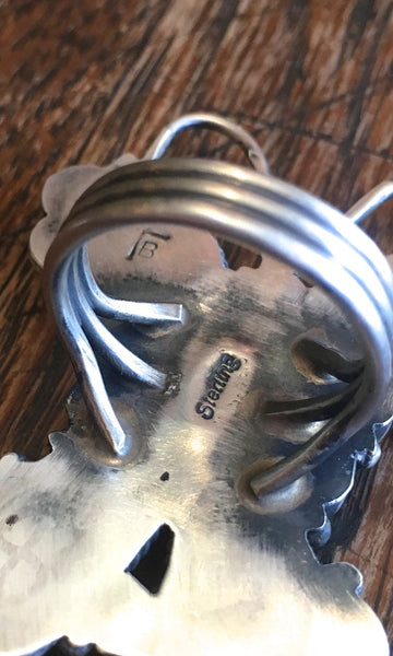 SOCIAL BUTTERFLY Tyler Brown Spiny Oyster & Silver Ring, Sz 9 1/4