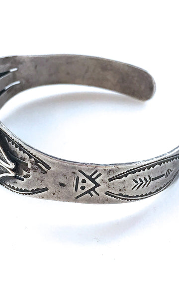 BELL TRADING POST 1950s Native American Sterling Silver & Turquoise Cuff