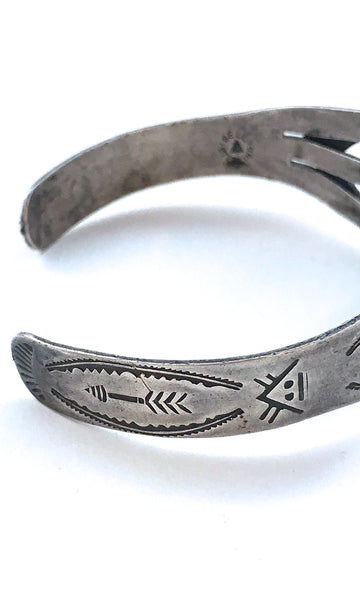 BELL TRADING POST 1950s Native American Sterling Silver & Turquoise Cuff