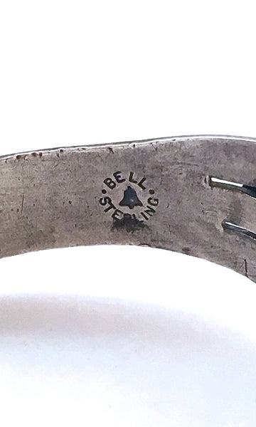 BELL TRADING POST 1950s Native American Sterling Silver & Turquoise Cuff
