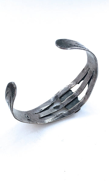 BELL TRADING POST 1950s Native American Sterling Silver & Turquoise Cuff