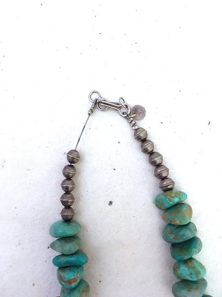 TURQUOISE ROCKS 70's/80's Turquoise Nuggets, Spiny Oyster, and Silver Pearls Choker