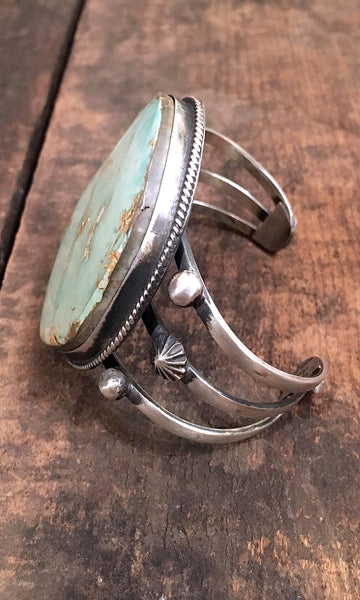 ROUND HERE Large Royston Turquoise & Silver Cuff by Chimney Butte