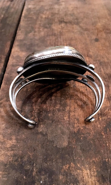 ROUND HERE Large Royston Turquoise & Silver Cuff by Chimney Butte