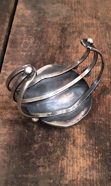 ROUND HERE Large Royston Turquoise & Silver Cuff by Chimney Butte