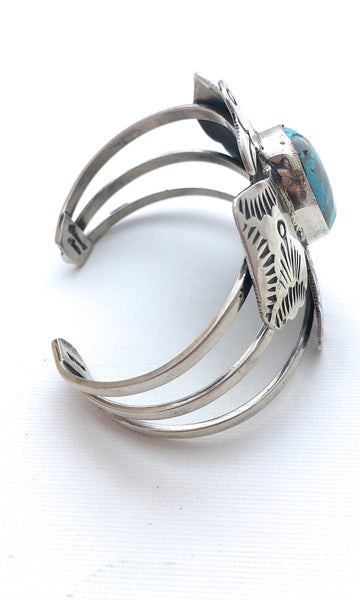 THUNDERBIRD Silver & Turquoise Large Cuff by Chimney Butte