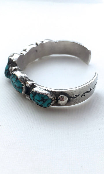SOUTH BY SOUTHWEST Vintage Silver & Turquoise Nuggets Cuff