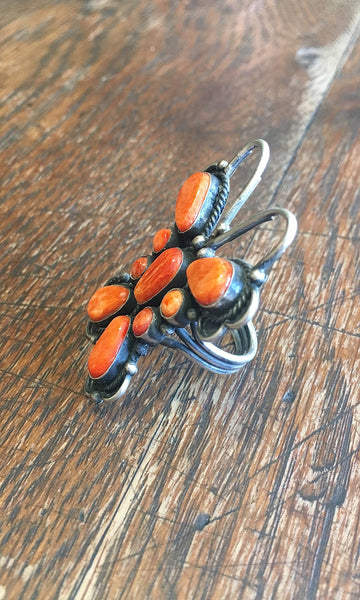 SOCIAL BUTTERFLY Tyler Brown Spiny Oyster & Silver Ring, Sz 9 1/4