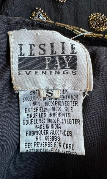 LESLIE FAY Evenings Vintage Sequin Silk 80s/90s Jacket • Small