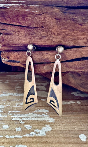 VINTAGE SILVER DECO Dangle Stud Earrings
