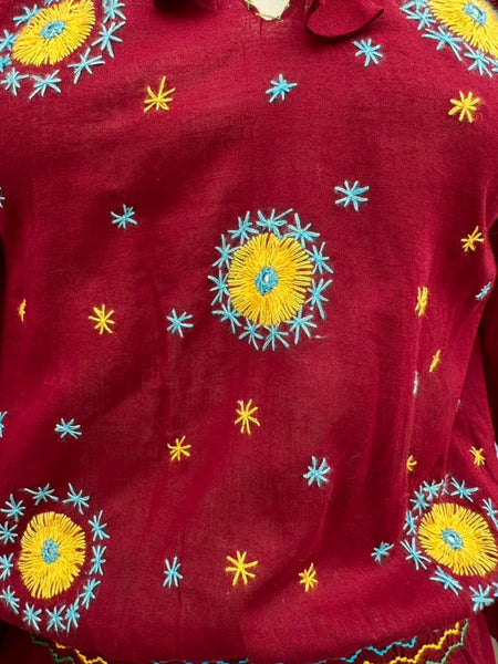 70s DEADSTOCK PAKISTANI Embroidered Blouse • Small