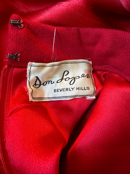 DON LOPER Beverly Hills Vintage 50s Fur Trim Dress and Coat Set • Large