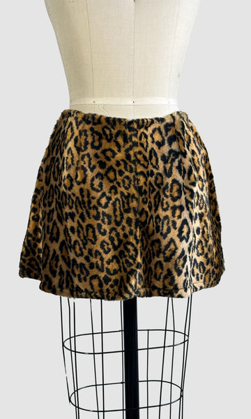 LIP SERVICE 90s Faux Fur Leopard Print Mini Skirt • Small Medium