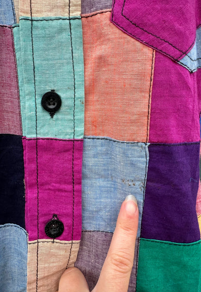 70s VINTAGE INDIAN Hand Woven Patchwork Shirt • Medium