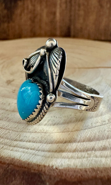 BLUE CORAZON J. Piaso Jr Sterling Silver Turquoise Heart Ring • Sizes 8, 9 1/4