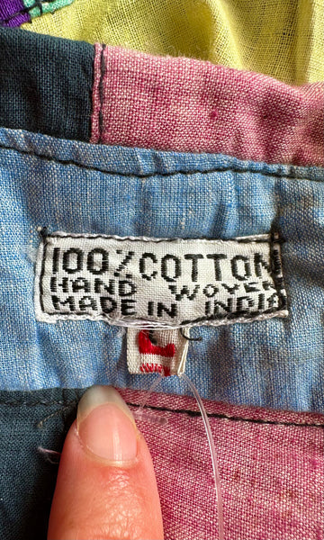 70s VINTAGE INDIAN Hand Woven Patchwork Shirt • Medium