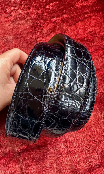 SULKA GENUINE CROCODILE Leather Vintage Belt • Large