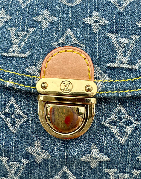 LOUIS VUITTON 2005 Pleaty Denim Mini Shoulder Bag LS01