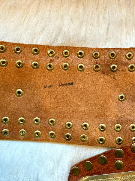 MOROCCAN BELT Large Thick Tan Leather Belt