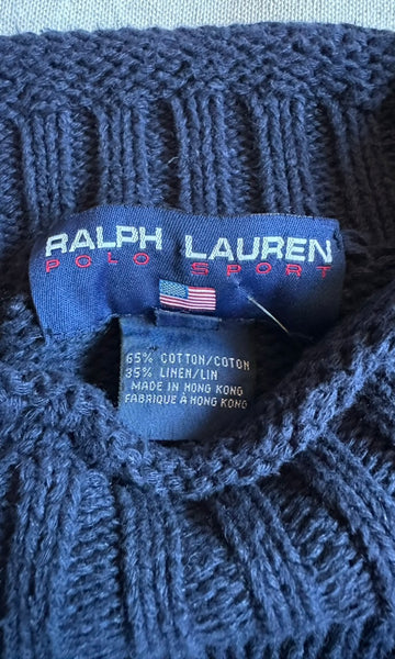 RALPH LAUREN Polo Sport Vintage 80s/90s Cable Knit Sweater • Medium