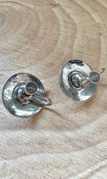 VINTAGE UFO'S TURQUOISE Sterling Silver Screw Back Earrings