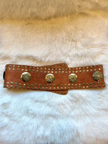 MOROCCAN BELT Large Thick Tan Leather Belt