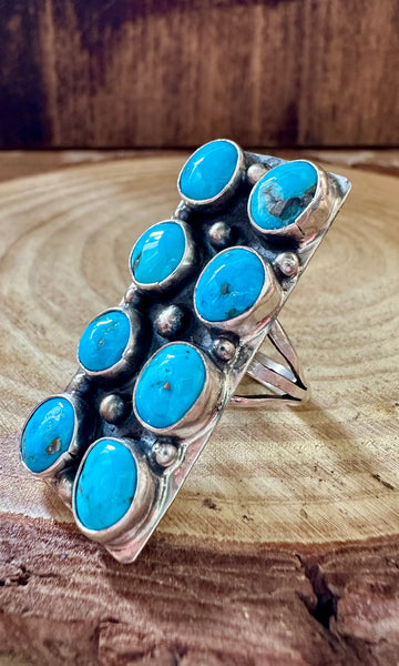 DOUBLE ROW TURQUOISE Sterling Silver Ring • Size 7 & 10
