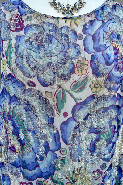 GATSBY 20s I.MAGNIN Parisian Floral Lamé Dress • Medium