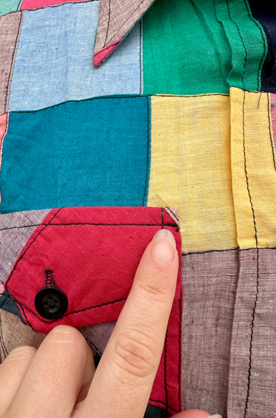 70s VINTAGE INDIAN Hand Woven Patchwork Shirt • Small