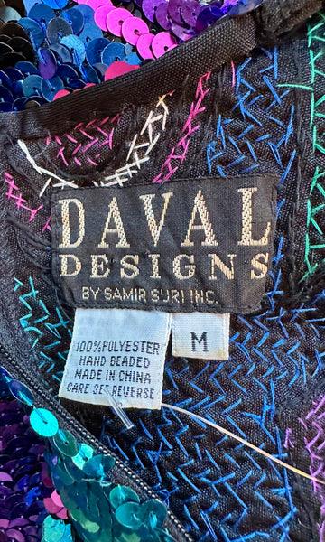 VINTAGE DAVAL DESIGNS Sequins 80s/90s Dress • Medium