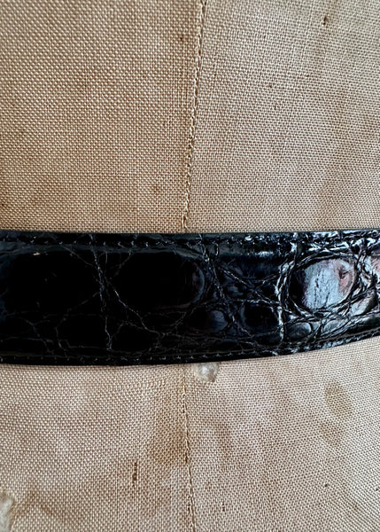 SULKA GENUINE CROCODILE Leather Vintage Belt • Large