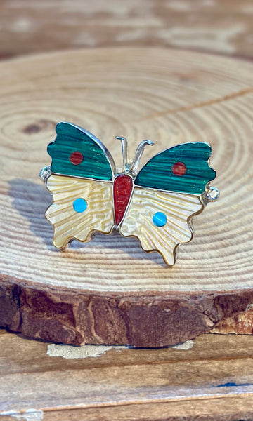 TAMARA PINTO Zuni Multi Stone Inlay Butterfly Ring • Adjustable