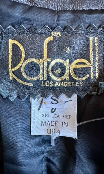 RAFAELL Los Angeles Leather Vintage 80's Black Blazer Jacket • Women's Small