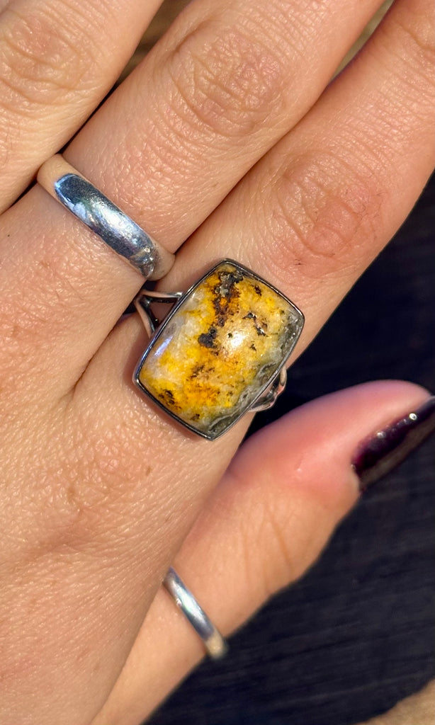 BUMBLEBEE JASPER Sterling Silver Ring 26R52 • Size 7