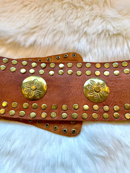 MOROCCAN BELT Large Thick Tan Leather Belt
